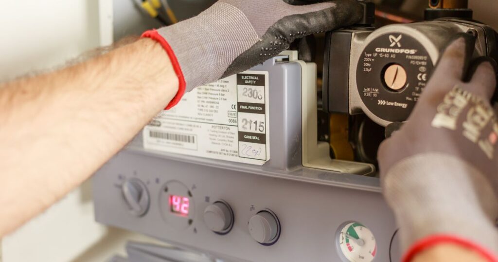 Local SEO for plumbing: plumber servicing a boiler