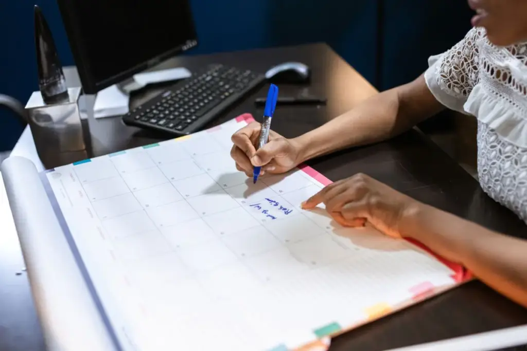 How long does it take to build a website: planning a website launch date on a desk calendar