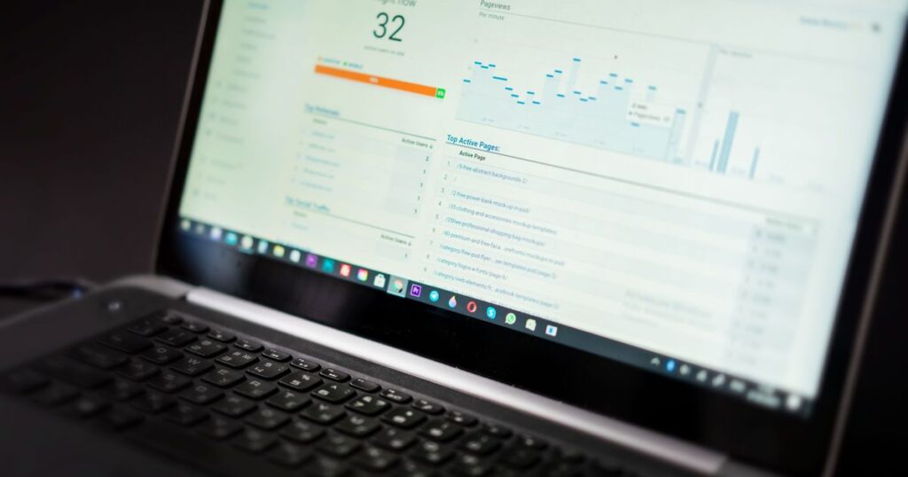 Laptop showing a website analytics dashboard used to check if SEO pays for itself