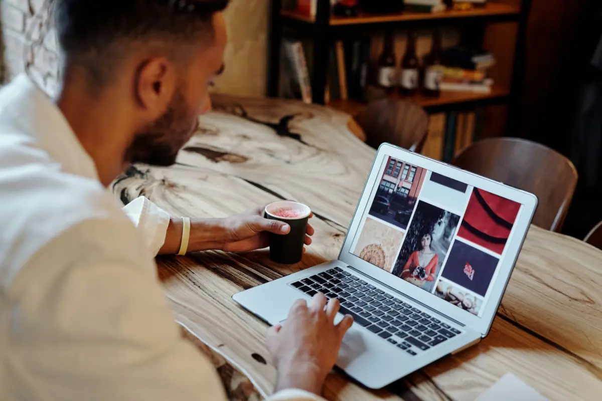 Small business owner at a laptop creating a free Google Business Profile listing